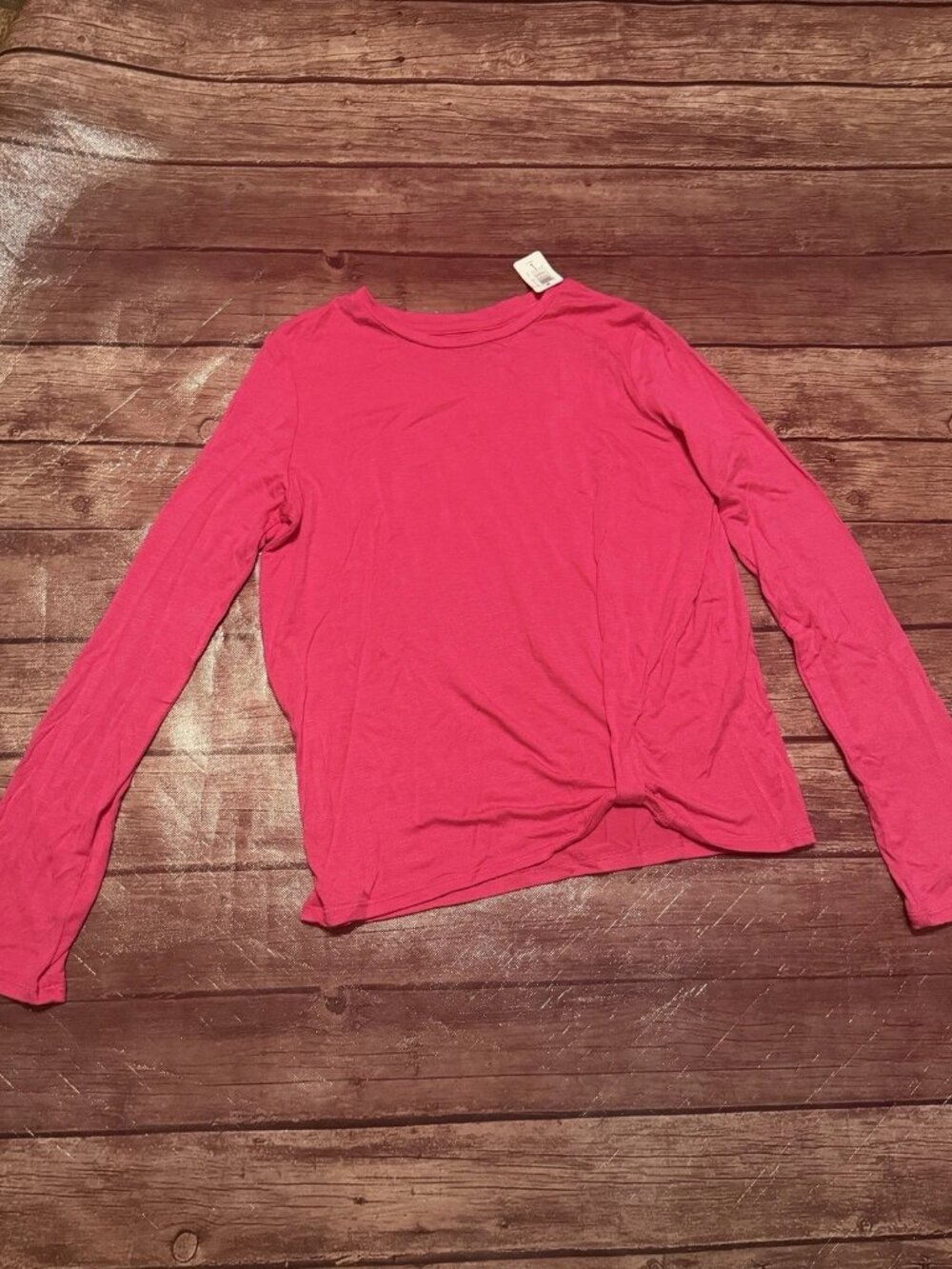 Girl’s Kidpik Hot Pink Long Sleeve Shirt With Twist Front Size L 12 NWT